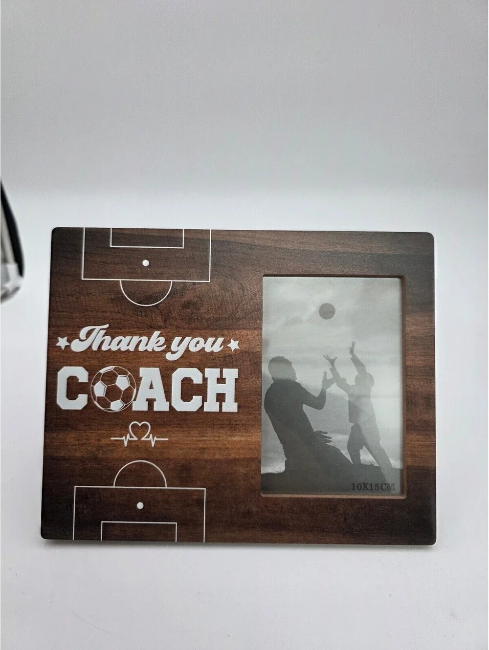 Thank You Coach Wooden Photo Frame with Soccer Design